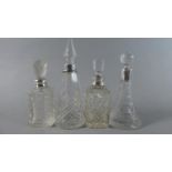 Four Silver Topped Glass Scent Bottles, All Hallmarked