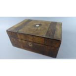 A Late Victorian Banded Inlaid Walnut Workbox for Restoration with Inner Tray, 30cms Wide