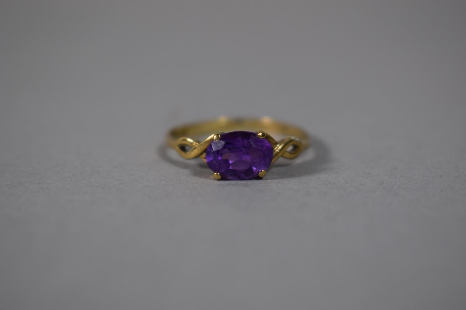 A 9 Carat Gold and Amethyst Ring, Size N, 1.4gms