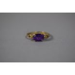 A 9 Carat Gold and Amethyst Ring, Size N, 1.4gms
