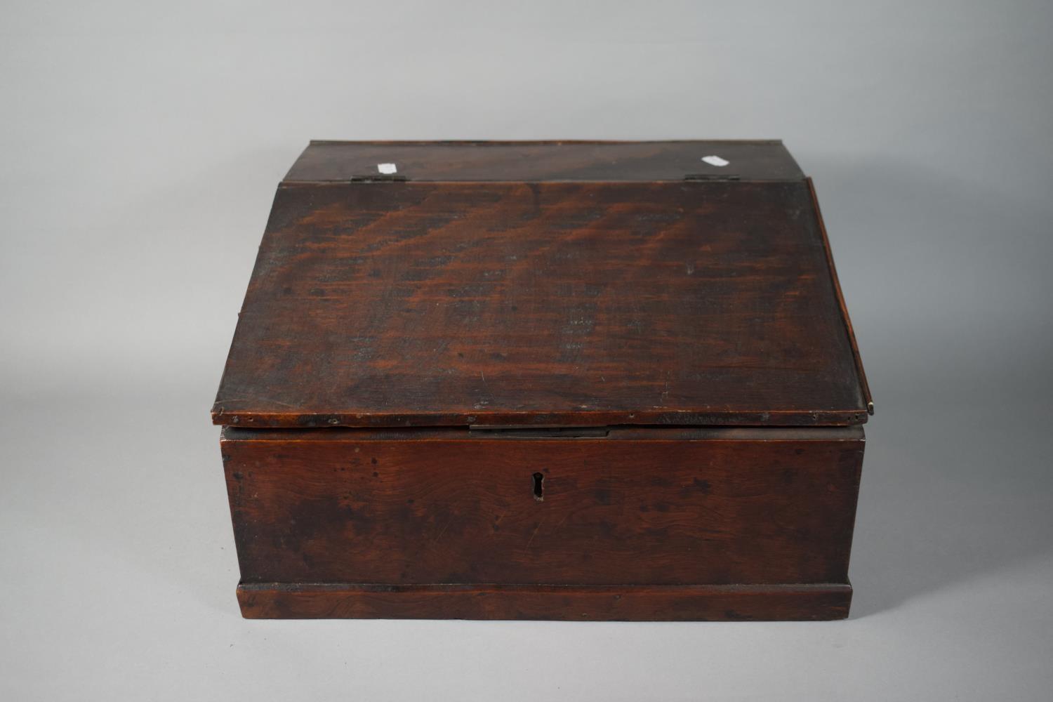 A 19th Century Clerks Writing Slope with Hinged Lid to Fitted Interior, 43cms Wide