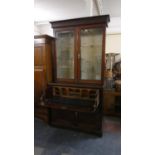 A Late Victorian Mahogany Secretaire Bookcase with Fitted Interior and Cupboard Base. (No Shelves to