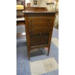 An Edwardian Mahogany Galleried Music Cabinet with Three Drawers Over Cupboard, 55sms Wide