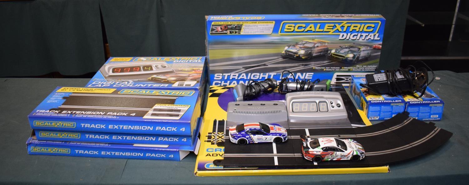 A Collection of Scalextric Digital to Include Two Maserati Cars, Controllers, Track, Digital Lap