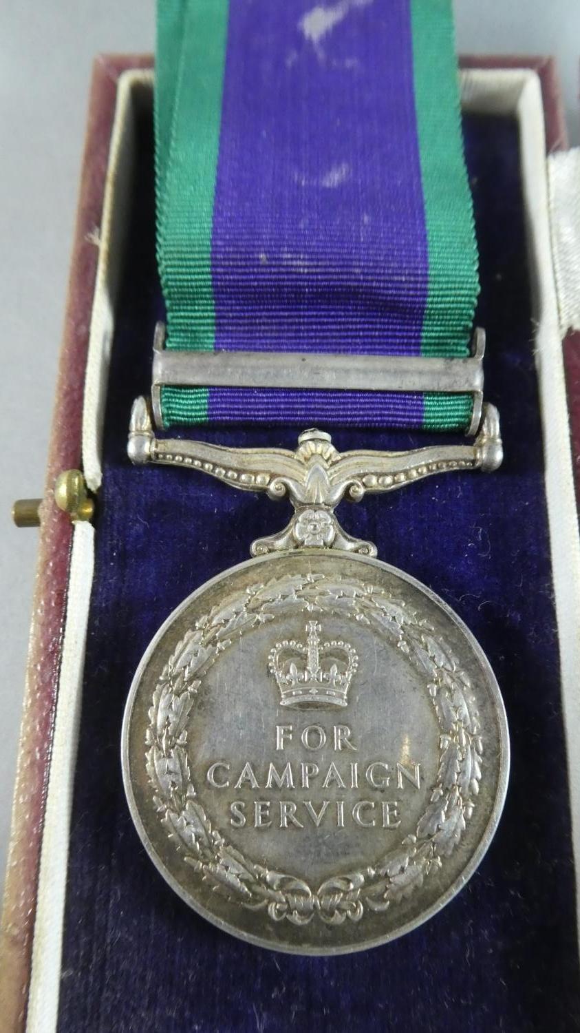 A Silver Campaign Service Medal with Borneo Bar Awarded to 23654274 PTE R. Adams, A & SH - Image 2 of 2