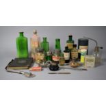 A Collection of Vintage Chemist Bottles to Include Green Glass Examples, Poison, 'Redoxon', Carbolic