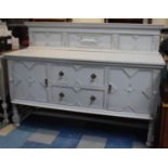 A Grey Painted Edwardian Galleried Sideboard, with Two Centre Drawers Flanked by Cupboards, 184cms