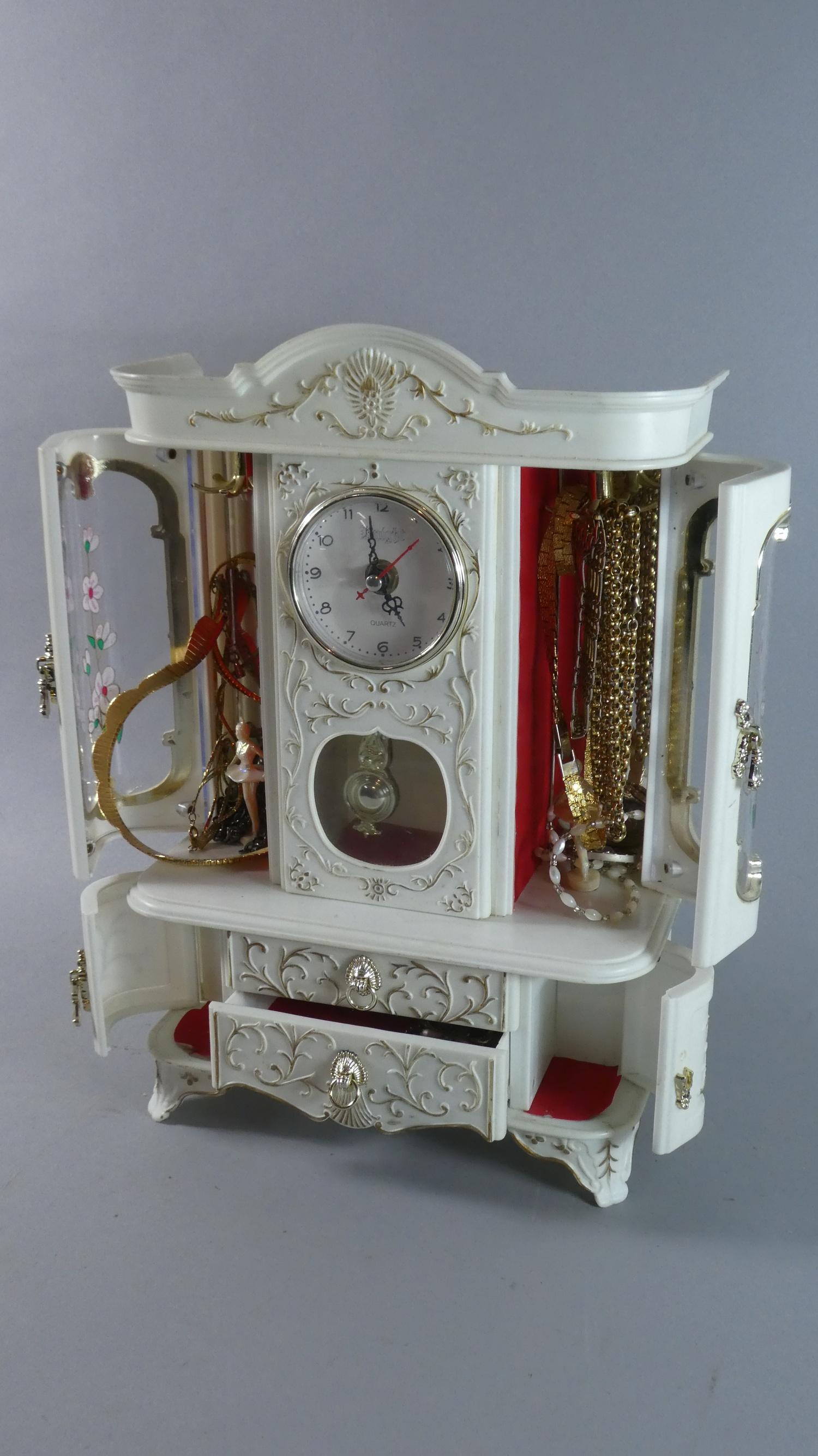 A Novelty Plastic Musical Jewellery Box in the Form of a Display Cabinet with Clock. Complete with - Image 2 of 2