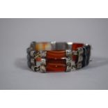 A Scottish 'Pebble' Agate & Silver Bracelet, 17cms Long