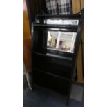 A Late 19th Century Ebonised Wall Hanging Unit with Mirrored Top Section Over Bookcase Base,