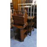 A Vintage Oak Trolley, Small Table, Magazine Rack Etc.