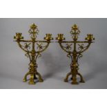 A Good Pair of Gilt Bronze Twin Branch Candelabra In the Christopher Dresser Style, 37cms High