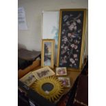 A Collection of Pictures, Prints and Tapestry Together with a Sunburst Photo Frame