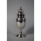 An Edwardian Silver Vase Shaped Sugar Sifter with Flame Finial, 22cms High, 153gms