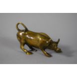 An Oriental Bronze Study of a Bull, 11cm Long, 7.5cm high