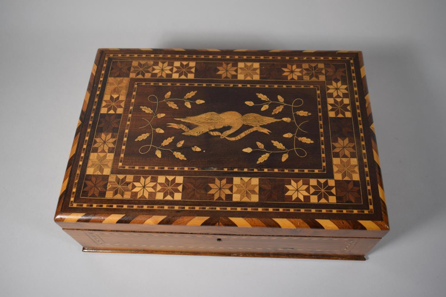 A 19th Century Inlaid Killarney Writing Slope Decorated with Bird Carrying Ribbon Inscribed ' - Image 2 of 6