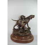 Leon Bureau (French 1866 - 1906), A Good Bronze Group Depicting Two Coupled Blood Hounds, 'Menelas