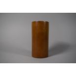 A Chinese Cylindrical Wooden Brush Pot, 15.25cms High