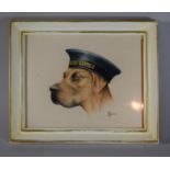 A Framed R Turner Print of Dog in Sailors Hat 'Von Castle' 29.5cm x 24.5cm