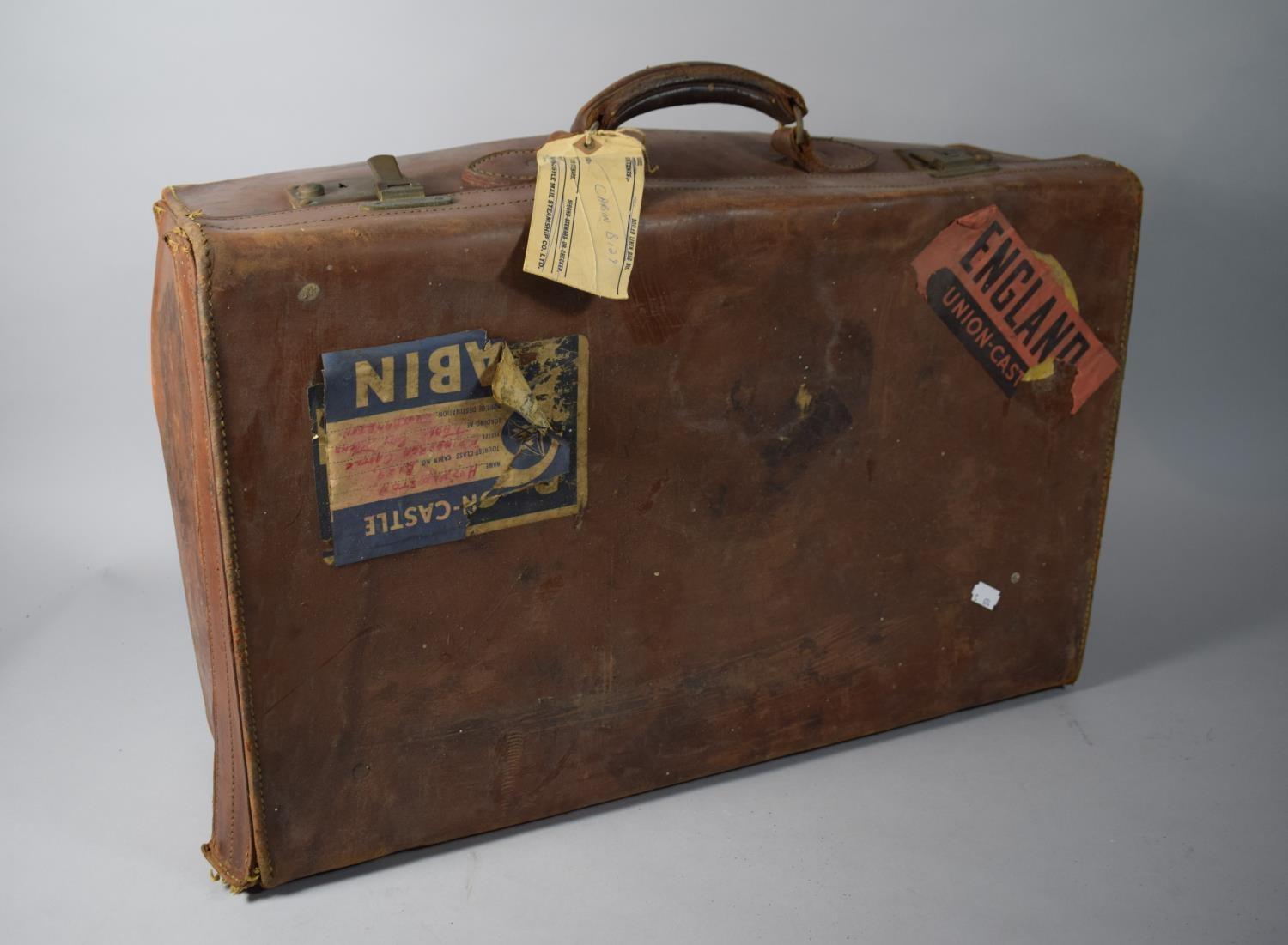 A Vintage Leather Case by John Pound & Co., London, with Cables for Union - Castle (1900 - 1977)