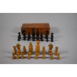 A Small Wooden Chess Set in Box, King 5.5cms, Complete