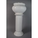 A White Glazed Jardiniere & Stand, 58.5cms High