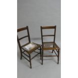 A Pair of Edwardian Cane Scated Bedroom Chairs for Re-caning and with Pack of Cane and Instructions