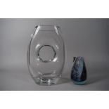 A Heavy Studio Glass Vase Together with a Caithness Vase, Largest 26cms High