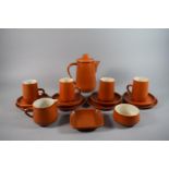 A Set of Orange Glazed Honiton Breakfast Wares to Include Coffee Pot, Four Cups, Five Saucers,
