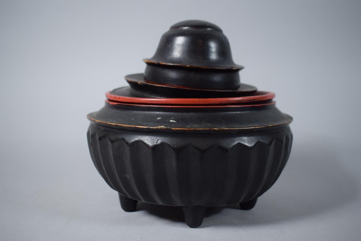 An Early Oriental (Possibly Burmese) Circular Lacquer Lidded Food Box, with Removable Inner Tray and