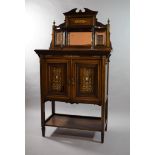 A Late Victorian Edwardian Ivory Inlaid Rosewood Chiffonier Cabinet with Panelled Doors to Centre