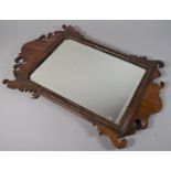 A Small Georgian Mahogany Fretwork Mirror with Original Plate, 52cms High