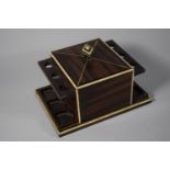 A Good Continental Art Deco Coromandel Tobacco Box with Side Holders For Six Pipes, 23cms Wide