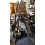 A Vintage Five Step Wooden Stepladder AF