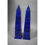 A Late 20th Century Pair of Large Lapis Lazuli Needles, 54cms High