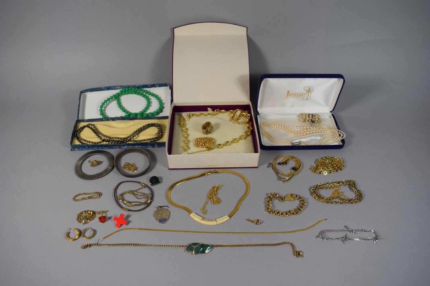 A Collection of Costume Jewellery Etc to Include Silver Clasped Necklace, Silver Plate Duck