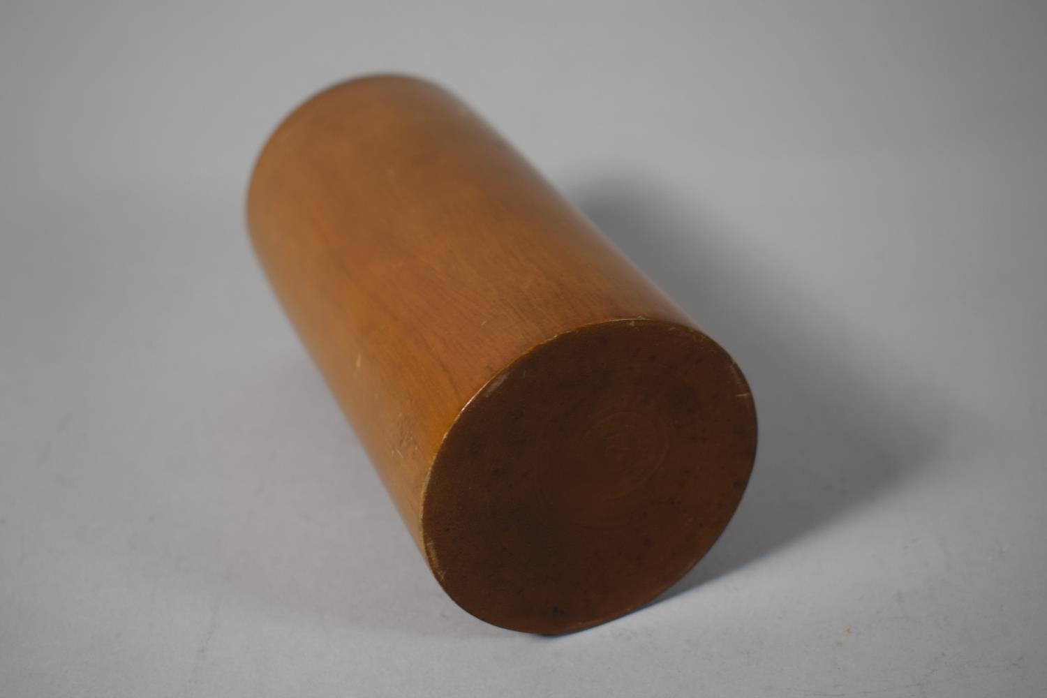 A Chinese Cylindrical Wooden Brush Pot, 15.25cms High - Image 2 of 2