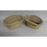 Two Vintage Wicker Washing Baskets, 60cms Wide