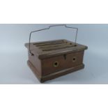 A Victorian Mahogany Wooden Carriage Foot Warmer with Pieced Hinged Lid to Metal Lined Interior,