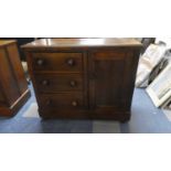 An Edwardian Mahogany Chest with Three Drawers to the Side of Cupboard, 107cms Wide