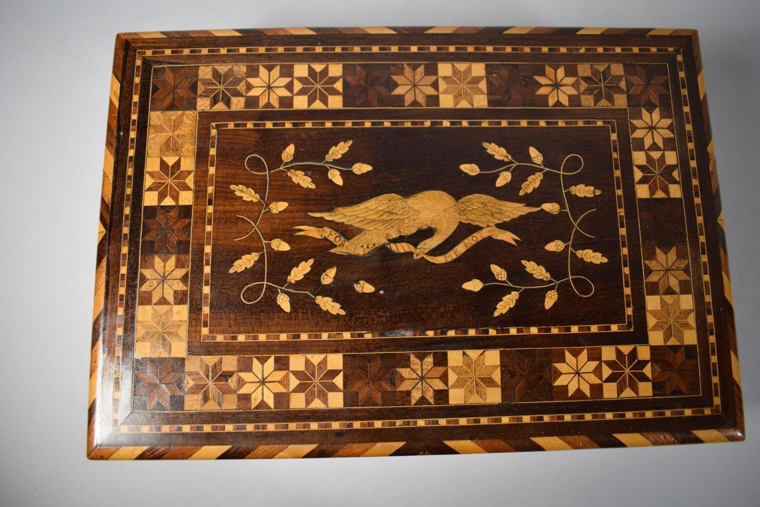 A 19th Century Inlaid Killarney Writing Slope Decorated with Bird Carrying Ribbon Inscribed ' - Image 6 of 6