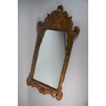 A Vintage Atsonea Burr Wood Wall Mirror in the Georgian Fretwork Style, 92cms High (Gilded Shell