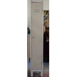 A Vintage Metal Locker, with Key. 31cms Wide, 31cms Deep and 183cms High