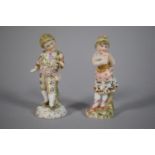 A Pair of 19th Century Porcelain Volkstedt Figures of Girl and Boy, 10cms High