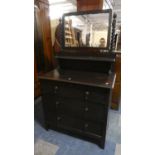 An Edwardian Oak Three Drawer Dressing Chest with Barley Twist Supports to Mirror and Raised