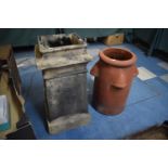 Two Chimney Pots to Include Terracotta Example, Tallest 57cms