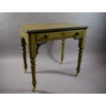 A Late 19th Century / Early 20th Century Painted Pine Side Table with Single Drawer and Pierced