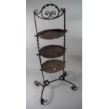 An Arts & Crafts Inspired Copper and Wrought Iron Three Tier Plant Stand with Hand Beten Flower