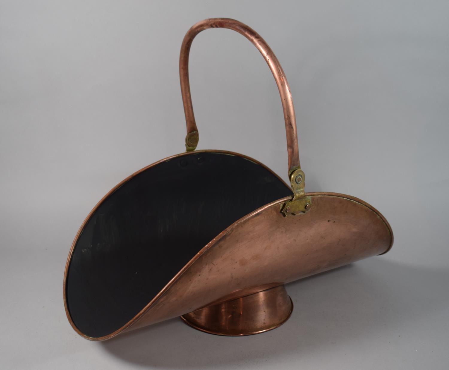 A Late 19th Century Copper Log Basket with Repainted Well, 55.5cms Wide