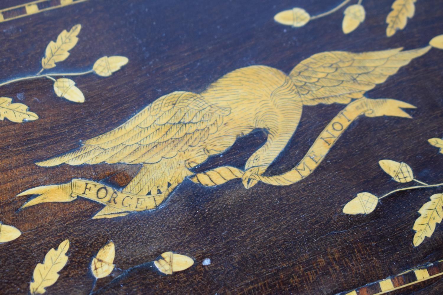 A 19th Century Inlaid Killarney Writing Slope Decorated with Bird Carrying Ribbon Inscribed ' - Image 5 of 6